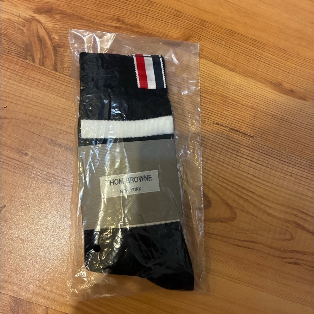 Thom Browne Black Socks 100% Cotton mid calf o/s